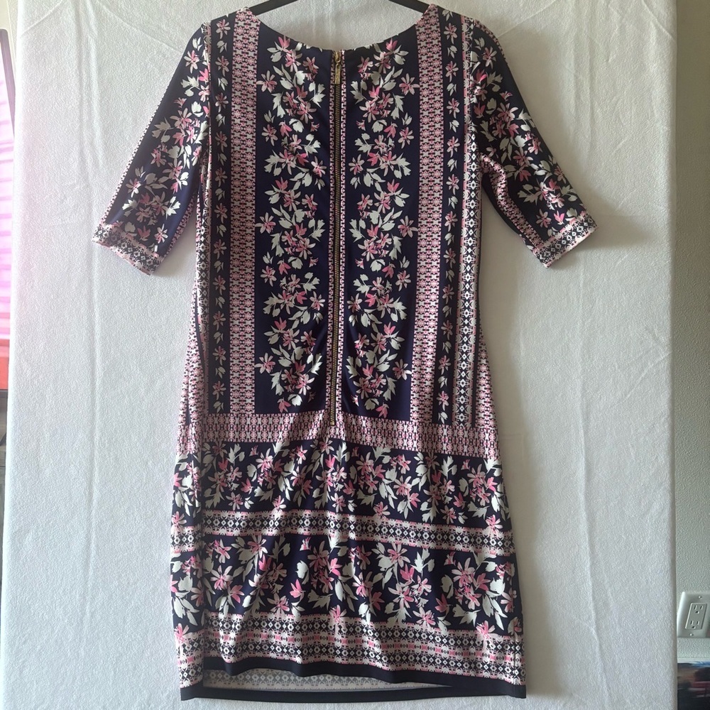 Eliza J 3/4 Sleeve Floral Dress in Pink and navy Sz 8 - Picture 4 of 5